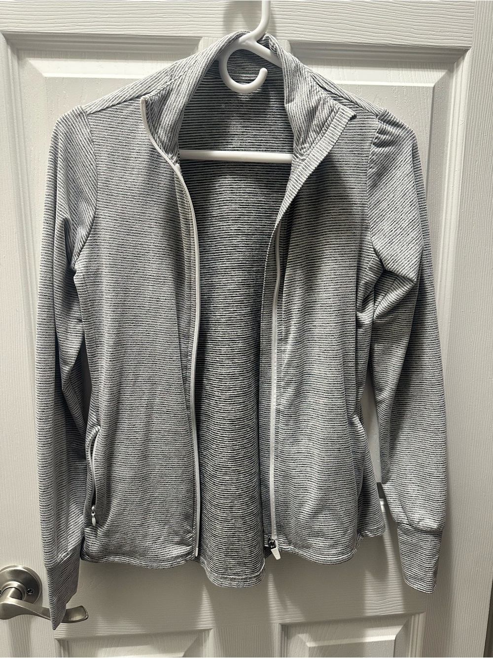 Market & Spruce Lightweight Striped Zip Jacket - Gray